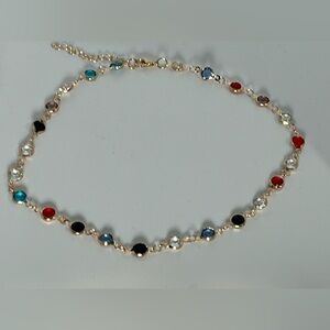 Gold Tone Choker with multicolored stones